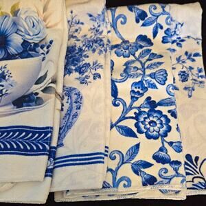 Chinoiserie Blue White Porcelain Kitchen Towels Microfiber Tea Dish Cloth Lot 4